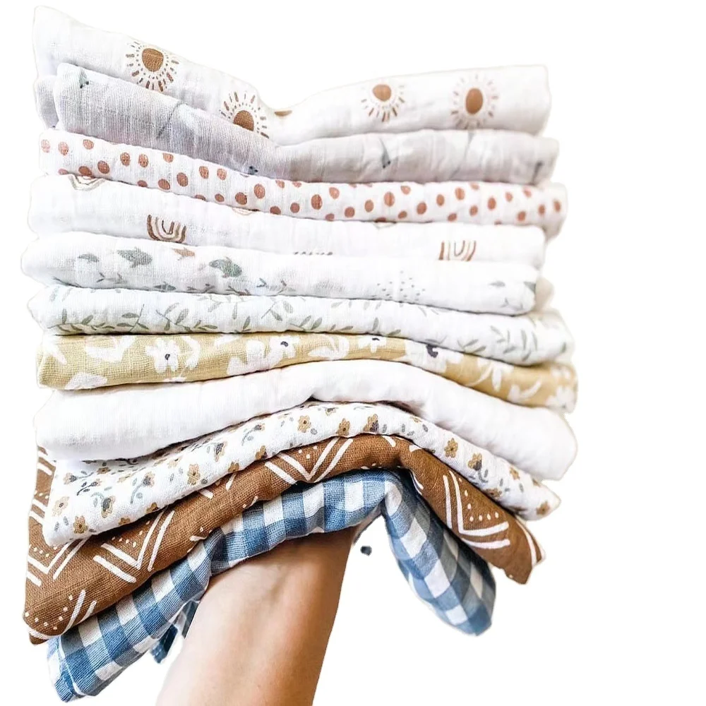 100% Organic Cotton Bamboo Fiber Premium Security Swaddle Adult 4/6/8 Layers Muslin Blanket
