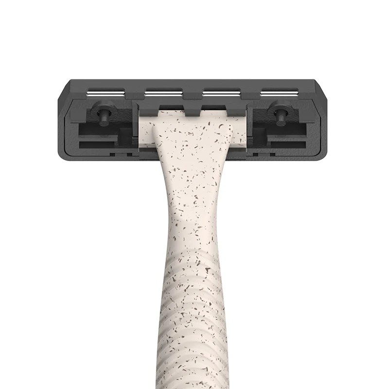 3 stainless steel blades disposable wholesale shaving razor with Eco friendly material wheat traw