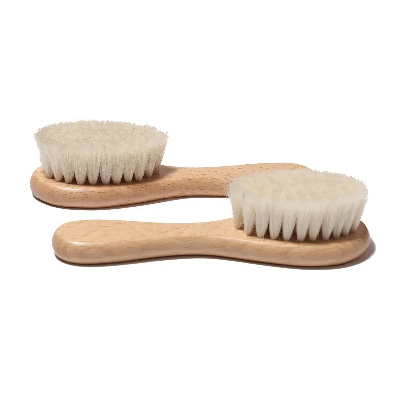 High quality 100% Natural Goat Hair Baby cleaning brush  Eco-Friendly Wooden Hair brush