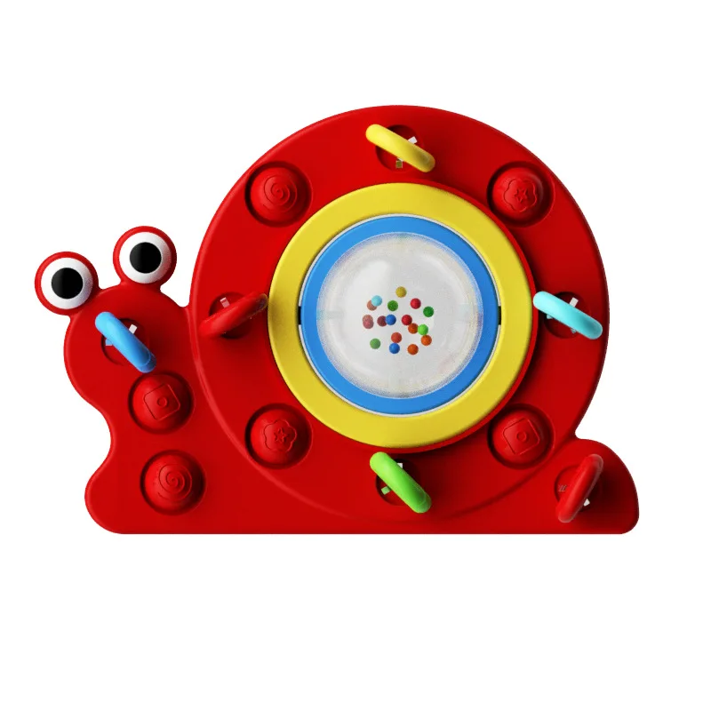 Hot Sell  Compressible Gnawing Initiate Early Education Flying Saucer Ring the bell Lala Toy Baby Silicone Lottery Toy