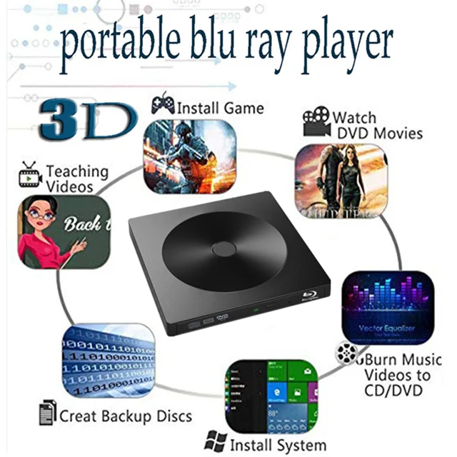  Портативный 3D проигрыватель blu-ray USB 3 0 DVD-плееры внешний DVD-проигрыватель dvd-привод usb