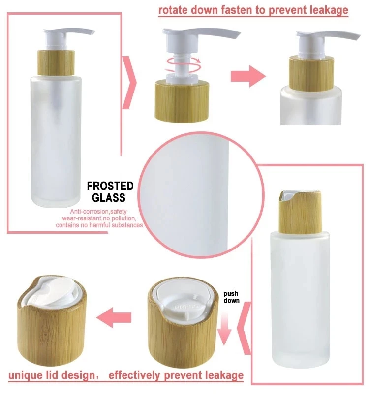 Factory price Wooden bamboo lids glass jars container 30ml 50ml 100ml 120ml bamboo cosmetics containers