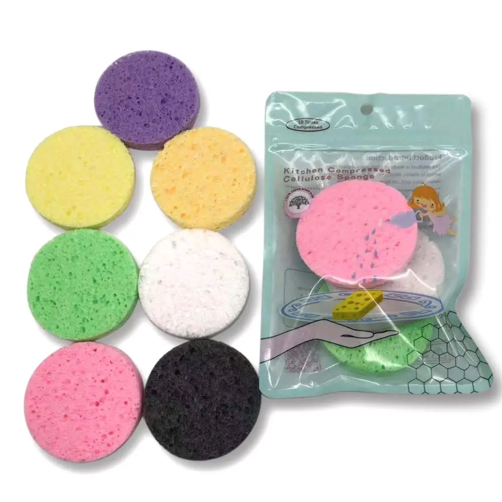 100%  Biodegradable Cosmetic Sponges for Facial Cleansing Compressed Cellulose Facial Sponges