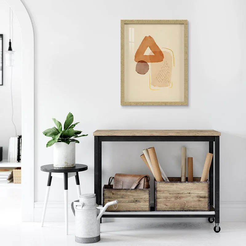 Abstract Geometric Figures Gold Foil Decor Wall Decoration Paper Framed Wall Art