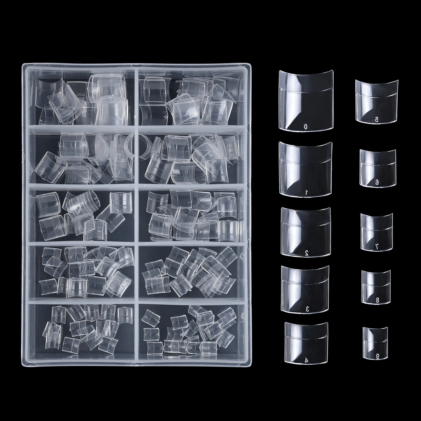 200Pcs/box Half Cover Nail Art Short False Tips French  Natural Transparent Soak Off Artificial Short Square Head Finger Tips