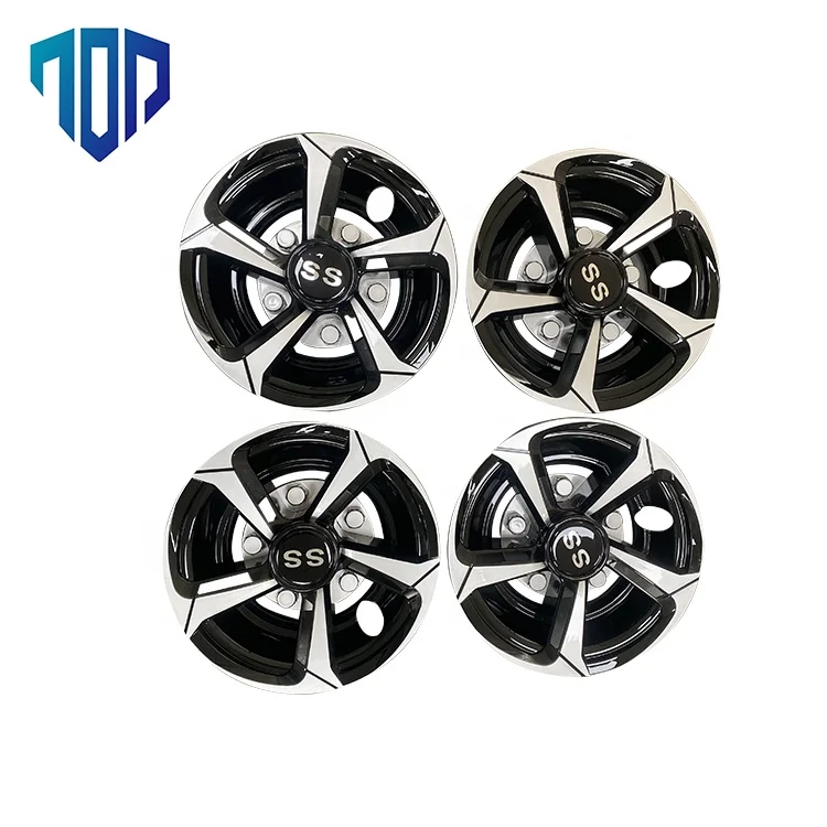 8 Inch Wheel Hub Cap Black Fully Wrap Hubcap Rim Protector Trim for E-Z-GO for Golf Cart for Club Car