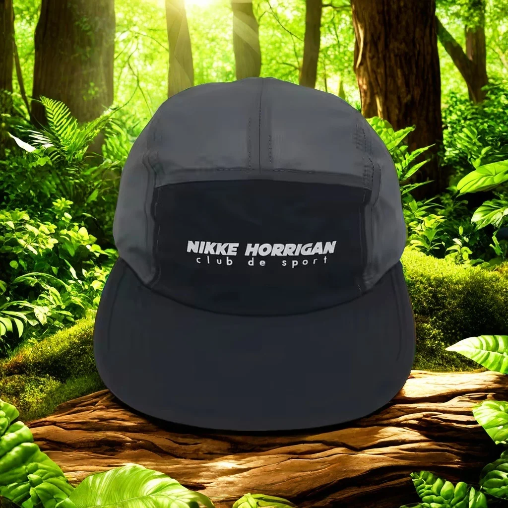 Wholesale high-quality nylon five piece camping cap, customized printed logo, outdoor sports tourism breathable baseball cap
