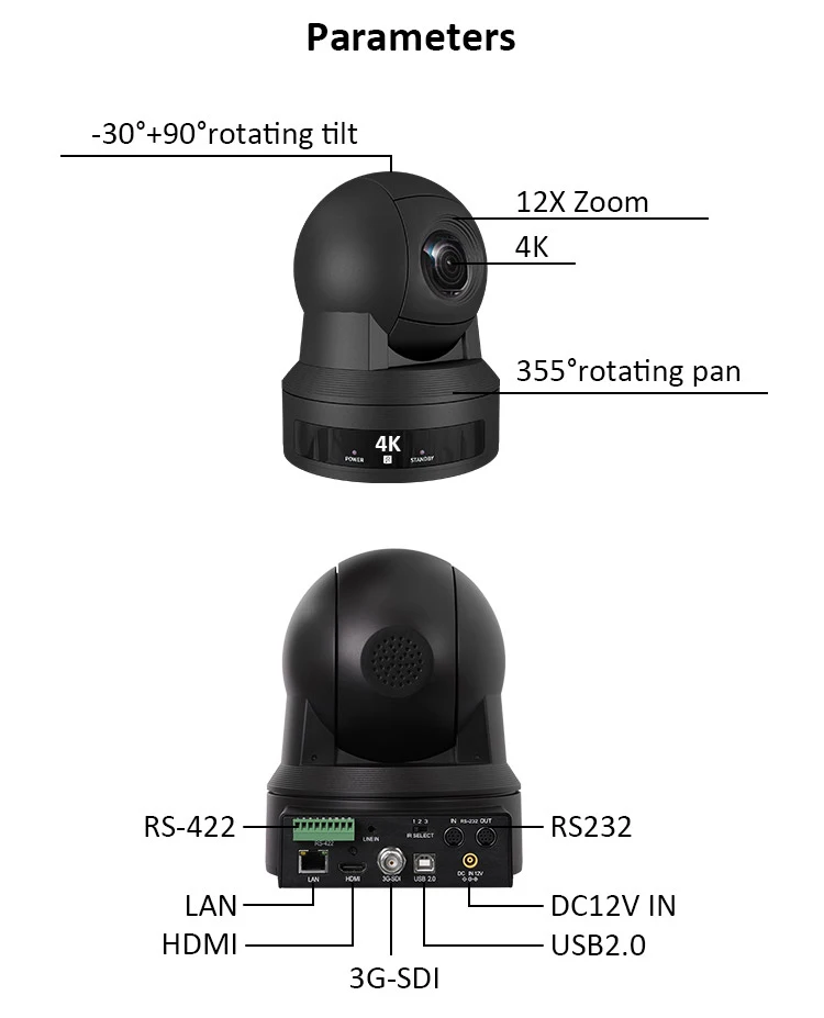 JJTS eos conference Auto focus12X sdi ptz camera sdi ptz broadcast video conference system ptz 4k camera