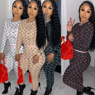 Комплект из 2 предметов с принтом, женские комбинезоны и ромперы, женские спортивные костюмы, женский комплект из двух предметов для бега