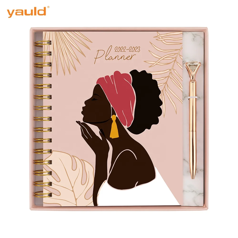 Держатель серии Hardcover с класса люкс повестки дня дневник жизнь изготовленный на заказ Печать на Еженедельный ежедневный 2022 2023 проектировщиков и A4 A5 спираль дневник тетради