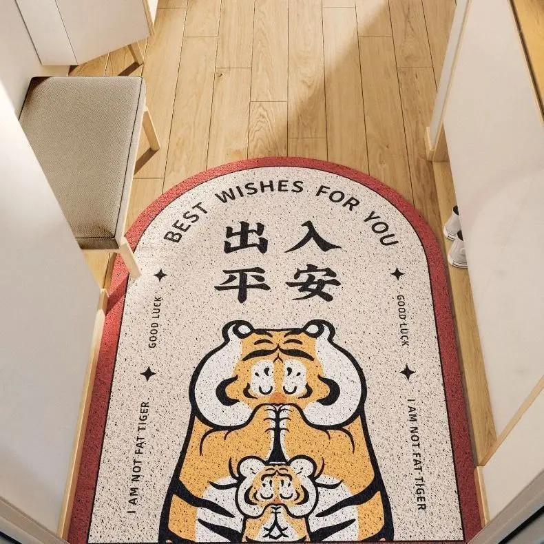DIY cutting anti slip pvc floor mat water-proof coir doormat stain resistance tiger shape door mats for home