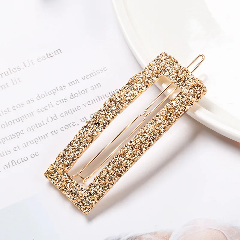 Fashionable temperament metal geometric water drop square hair clips frog hairpin women