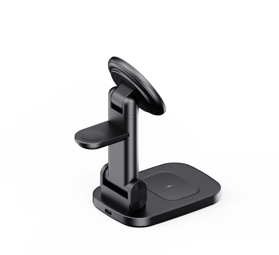  2021 Creative 3in1 Foldable Magnetic Wireless Charger For iPhone12 Desktop 15W Live Broadcast Charging Stand