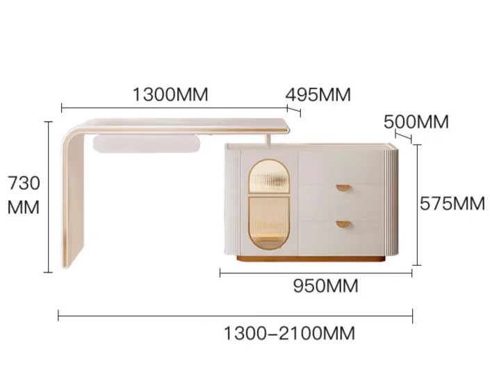 Light Luxury Corner Desk Bookshelf Dressing Table Two Person Long Office Household Foldable Extendable Cream Style Computer Desk