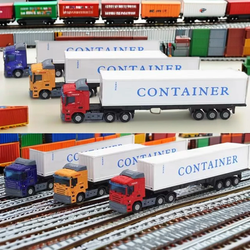 2021 Hot Sale 1:48 Alloy Transport Toy Car Carrier Truck Diecast Heavy Container Truck Toys for Kids Model Vehicles Wheels Gifts