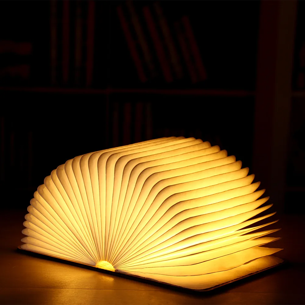 Night Light Book Shape Book Light Bedroom Mini Led Book Lamp Kraft Paper Led USB Charge Gift Items Rechargeable Home Decoration