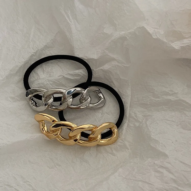 Korean simple metal brushed hair rope high elasticity hair tie hair bands for women