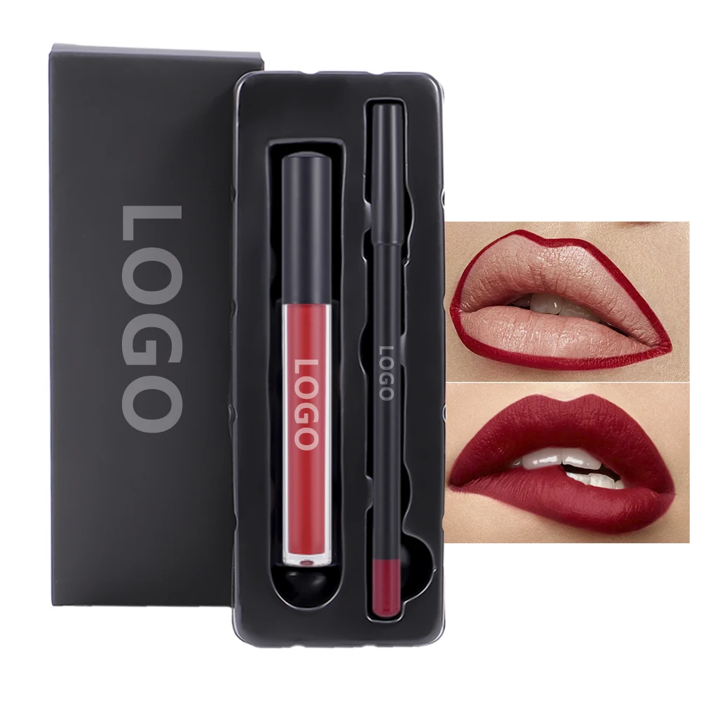 Lipstick And Lip Liner Set Makeup Lipliner Set Long Lasting Lipstick Creamy Lip Liner Private Label Matte Liquid Lipstick Kit