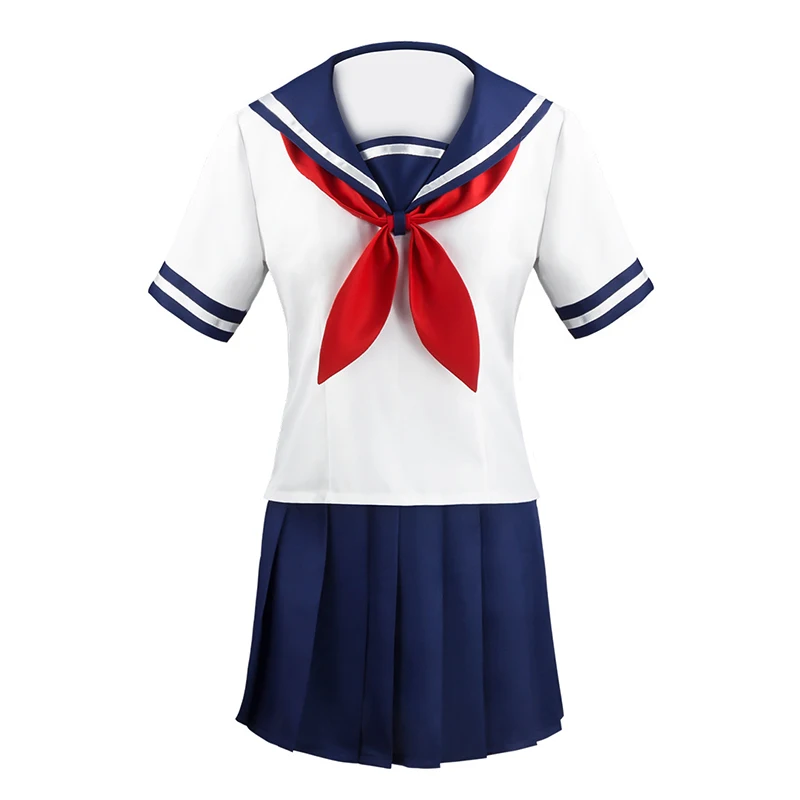 Game Yandere Simulator Ayano Aishi Cosplay Costume Girls JK Sailor Uniform White Blue Skirt Halloween Outfit Set