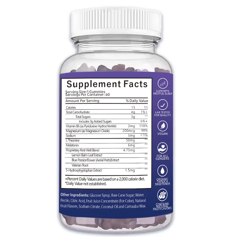 Sugar free melatonin 6mg 5-htp gaba gummies wholesale melatonin sleep gummy ashwagandha gummies melatonin