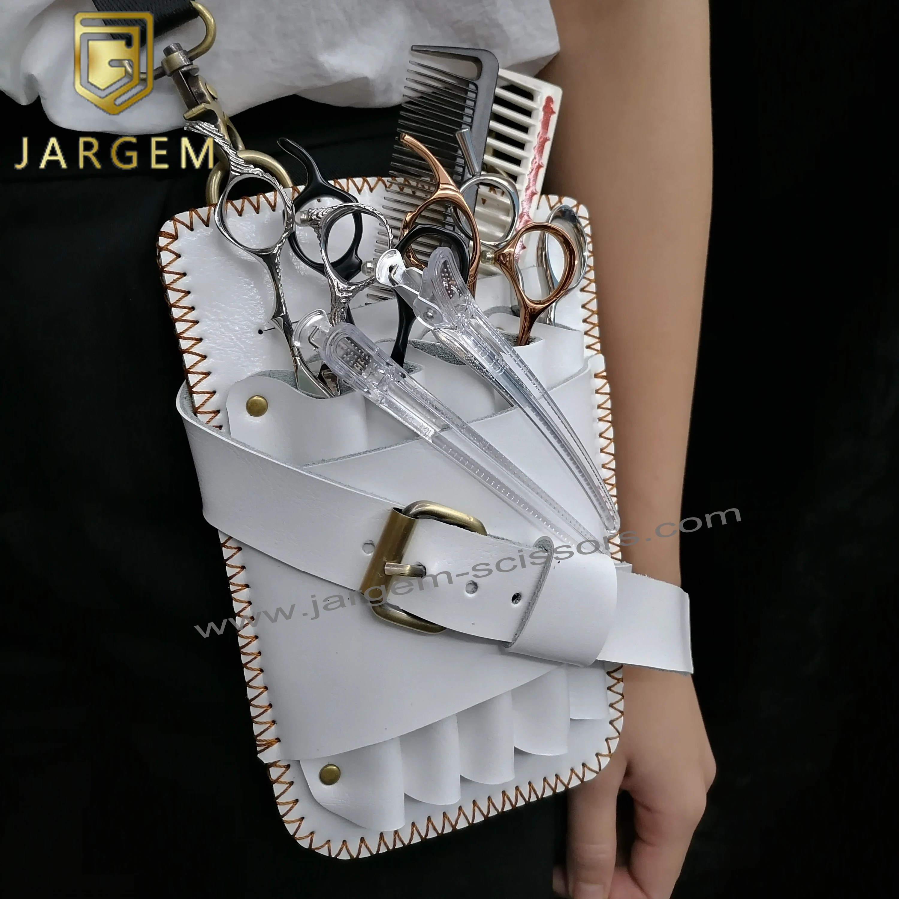 Supply customized hair scissors case leather salon hairdressing barber bag for sale