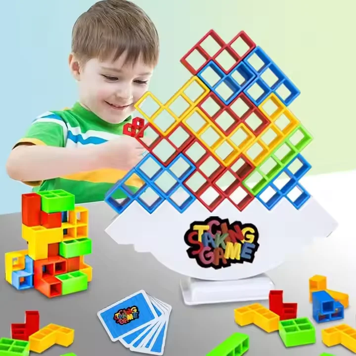 Tetras Tower 48PCS Blocks Games Balance Stacking Board Games For Family Kids & Adults Stacking Toys Balance Game H299322