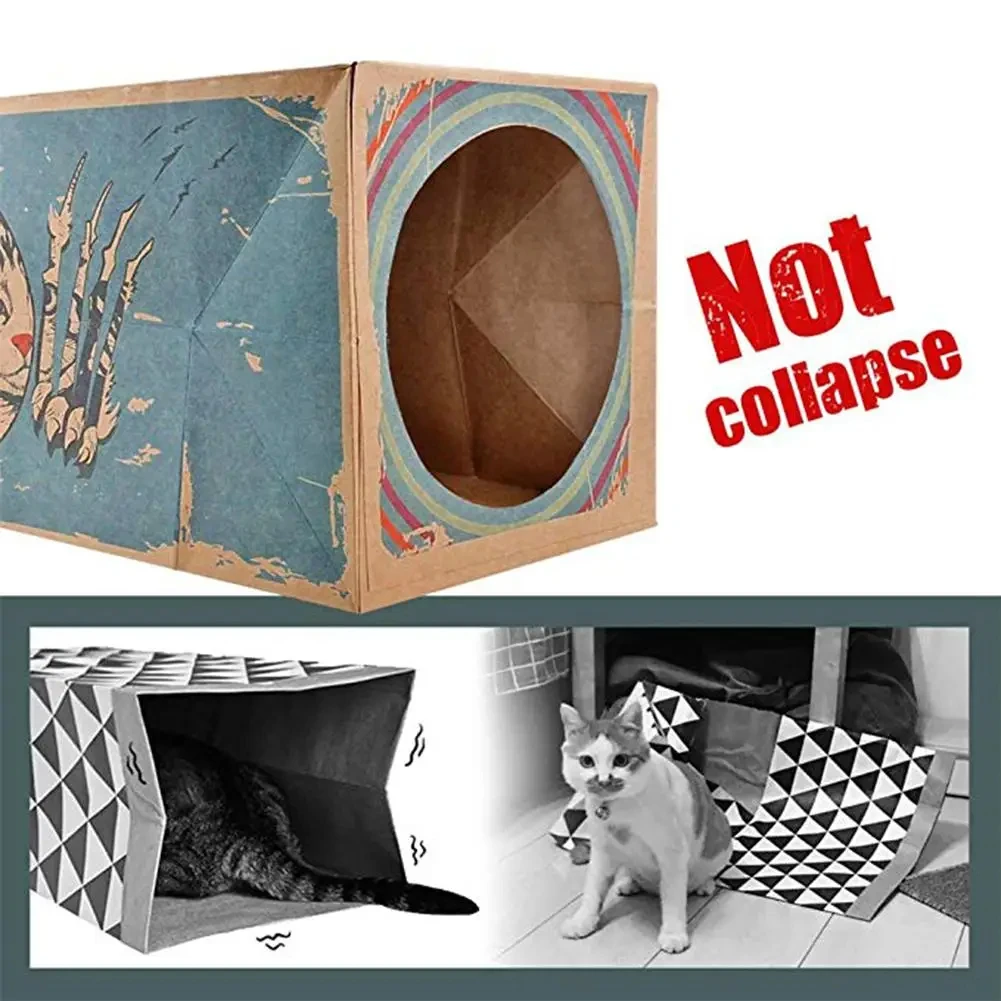Funny Foldable Holes House Kitten Kraft Paper Tunnel Cave Hide and Seek Tube Toys for Cats Interactive