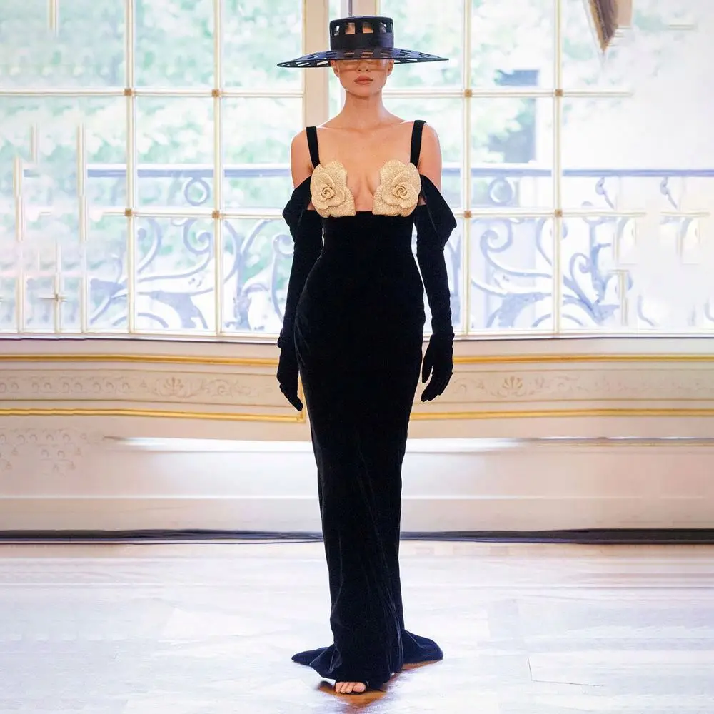 2024 Cross-border Women's Clothing Fashion Sexy Black Long Sleeve Bandeau Sling Dress Bandage Slim Flower Summer Mini Casual