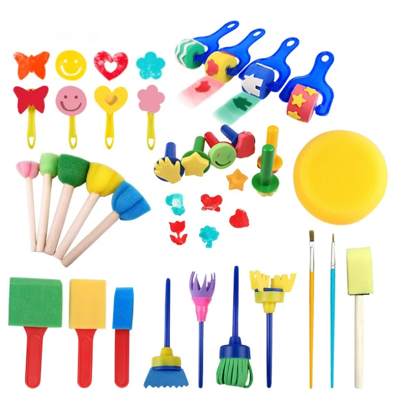 30 Pieces Per Set Sponge Foam Paint Brush For Kids DIY Art Painting