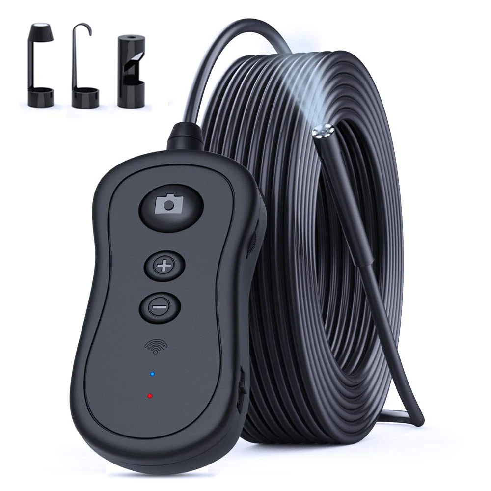 Wireless Endoscope, Super 50 FT Long Semi-Rigid WiFi Borescope Inspection Camera 5.0MP Snake Cam Compatible Android and iOS Cam