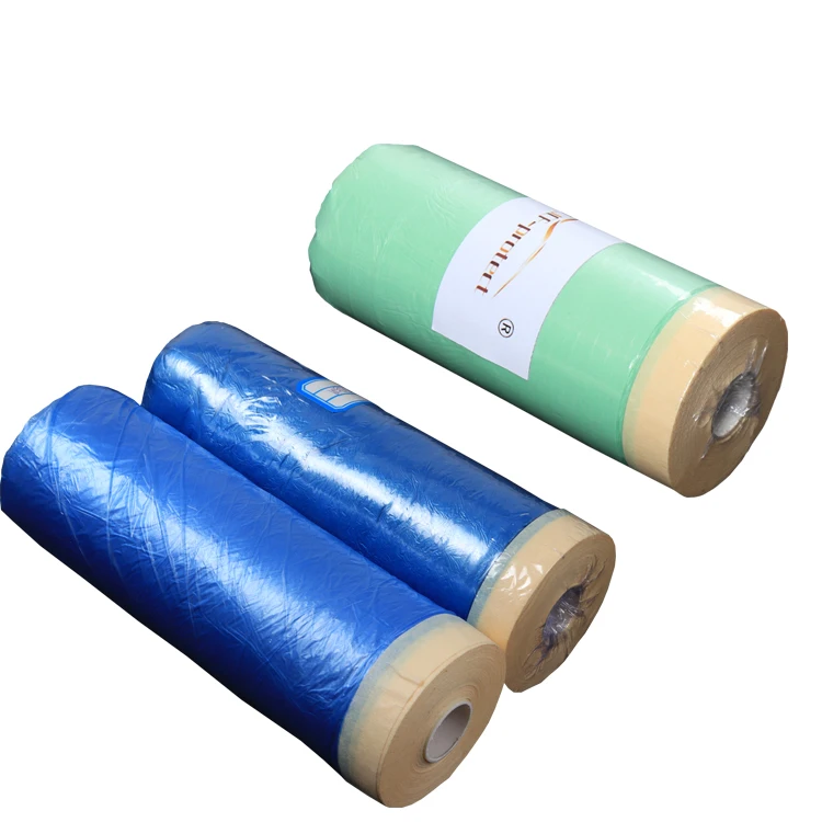 blue pre taped protective tape rain spray plastic protection pe printed for painter painting transparent masking film
