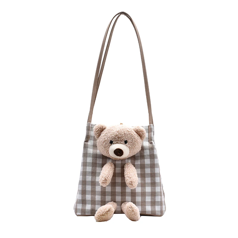 
STABILE Korean canvas bag cotton canvas tote cute Little Bear Canvas girls shoulder bag handbag 2020 New arrive 