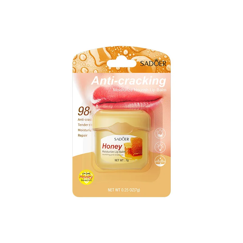SADOER private label honey peach shea butter organic nourishing lips care anti chapped winter lip balm