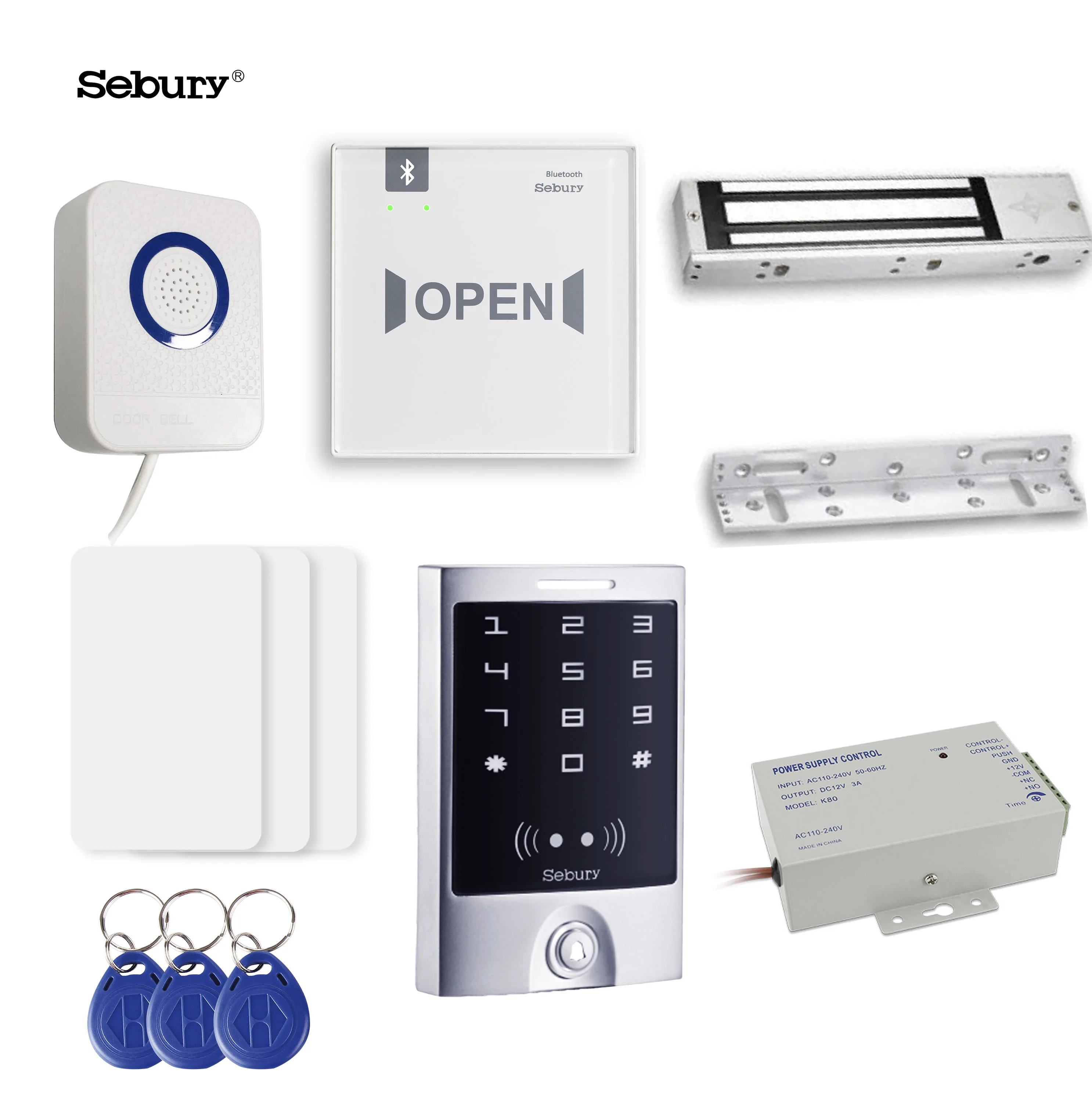Sebury оптовая цена наборы систем контроля доступа к двери 280 кг электрический магнитный дверной замок с кардридером