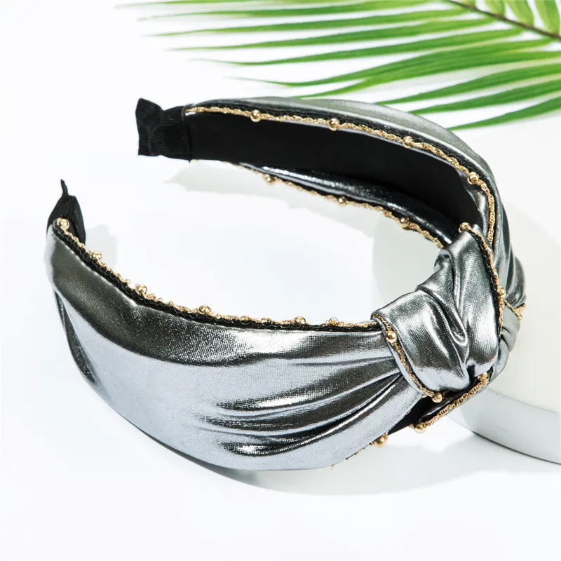 
High-grade Solid Color Artificial Leather Headband For Women Retro Hand-woven Sexy Adult Headband Fashion Hair Jewelry Wholesale 