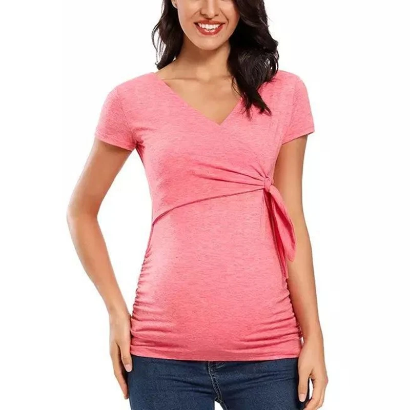 2021 maternity shirt fashion short-sleeved shirt maternity nursing clothes loose multifunctional T-shirt