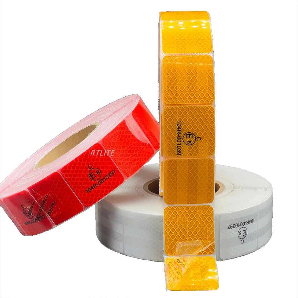 5cm*45.7m E1 ECE 104R Certificated EMARK Reflector Segmented Retro Reflective Tape Sticker For Vehicles Truck Cars Tailer Safety