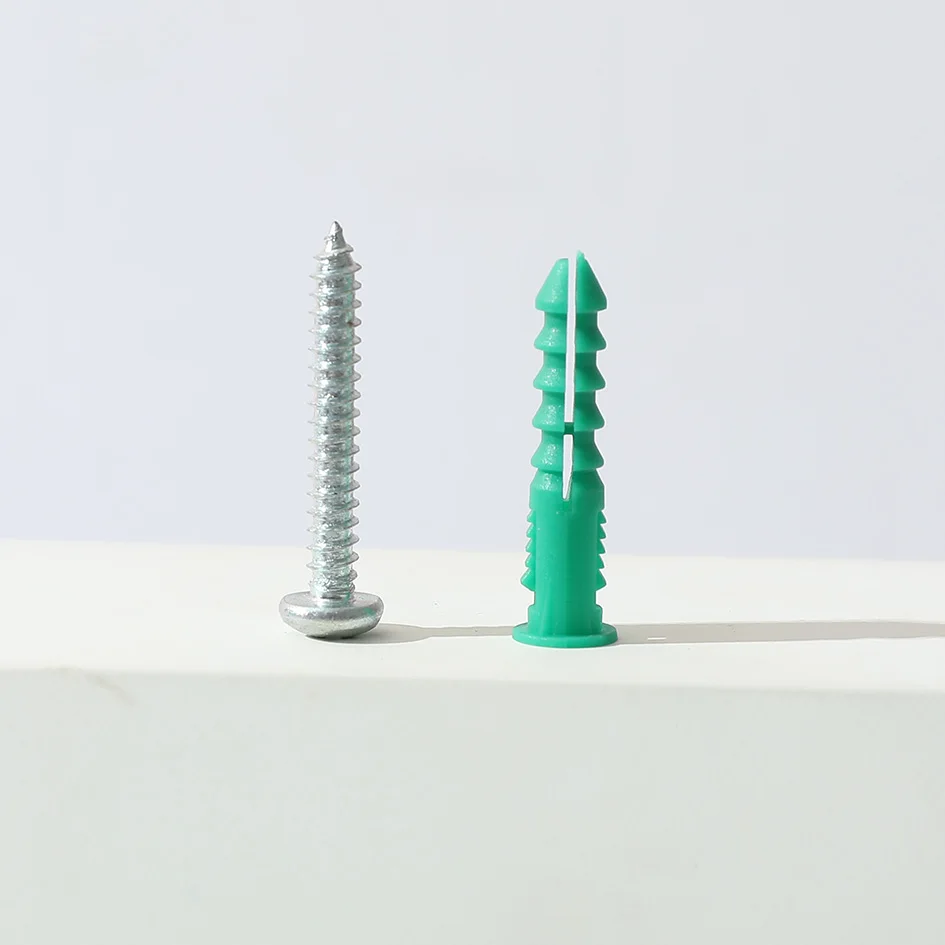 100 KITS plastic expansion anchor plug Nail Plug Screw Fastener Screw 12-14 Ribbed Plastic Anchor