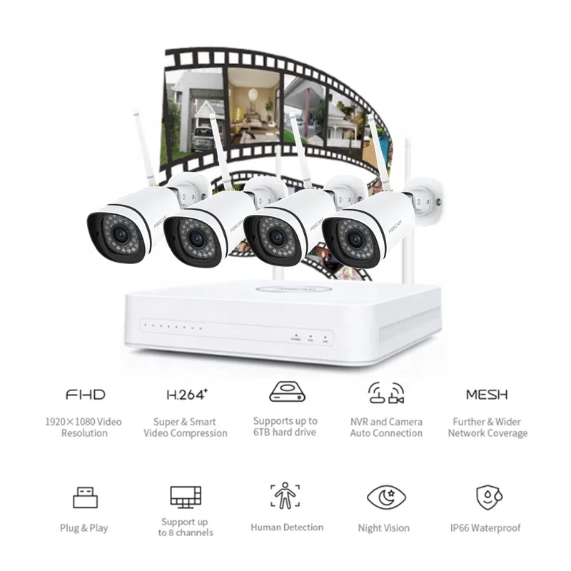  IP-камера наружного видеонаблюдения с ночным видением 1080p 4/8
