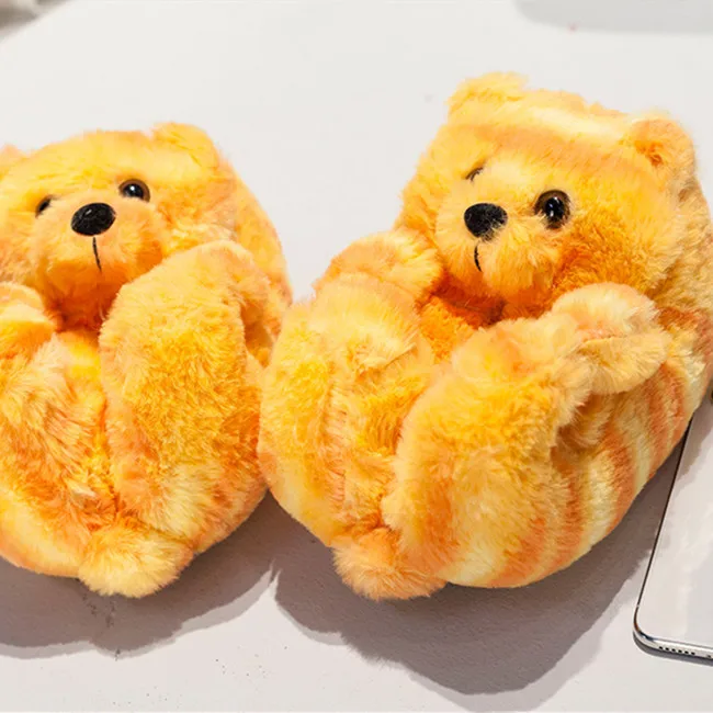 Latest Hot Popular Winter Warm Cotton Home Plush All-inclusive Winter Indoor slipper Teddy Bear Slippers