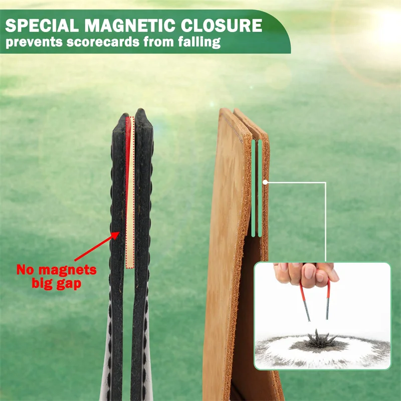 Golf Scorecard Holder Leather Yardage Book Cover Golf Accessories 2 Size with with Pen Case Leather Golf Scorecard Holder