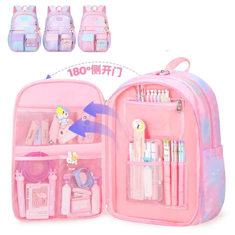 New Popular Large Capacity Fashion Rainbow Gradient Kids Backpack Waterproof Travel Backpack Schoolbags For Girls