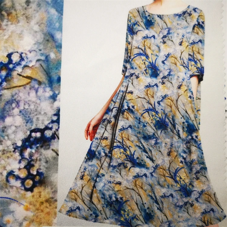 Most popular flower design soft touch silk satin chiffon fabrics with digital printing