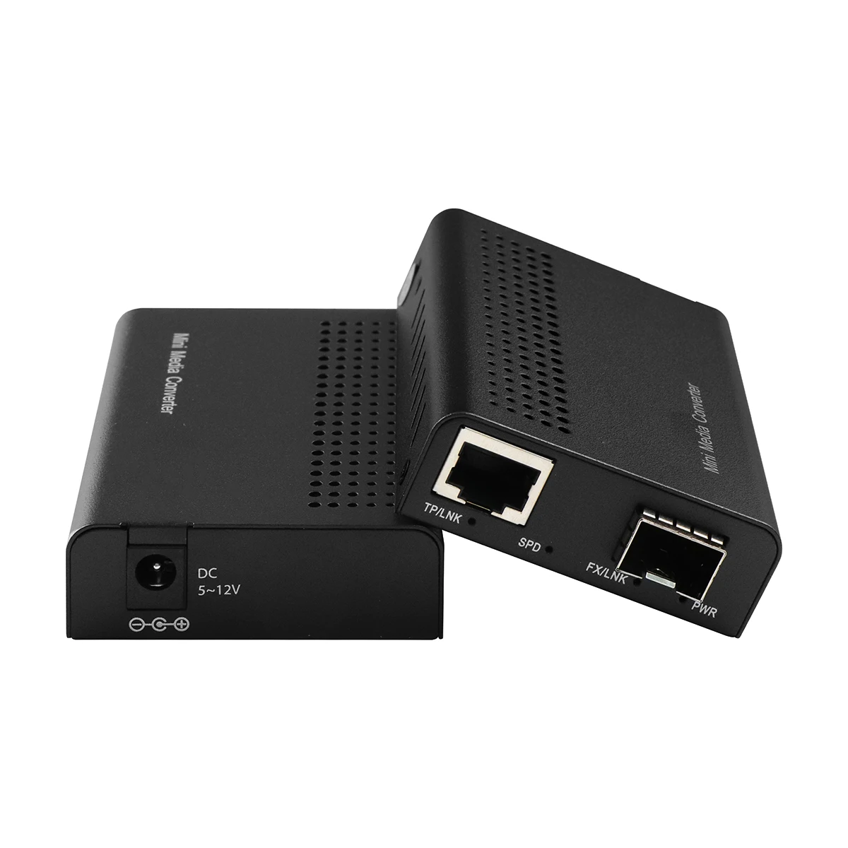 Mini rack mountable 10G copper fiber SFP+ Ethernet media converter with DIP