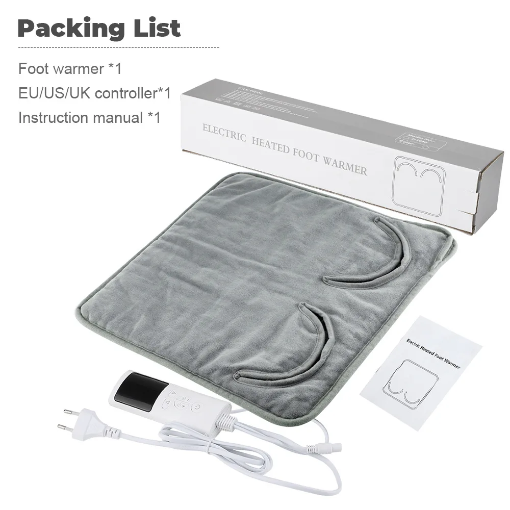 USB Electric Graphene Heated Foot Warmer for Home Office in Winter 10 Portable PMA Grey Bedroom Slippers Color Gift Box