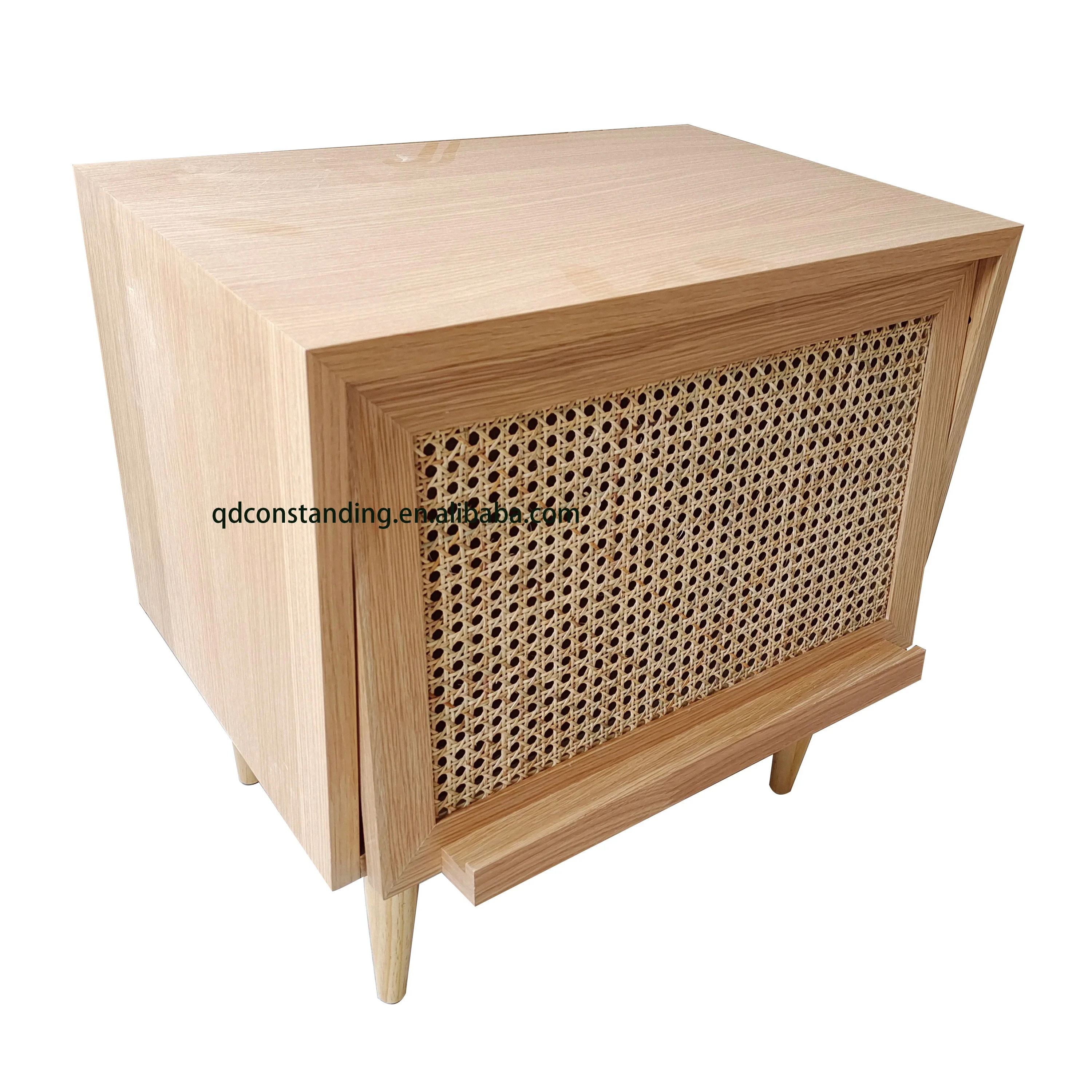 Modern kitchen storage hotel furniture  wood cane rattan sides table nightstands bedroom furniture bedside tables cabinet