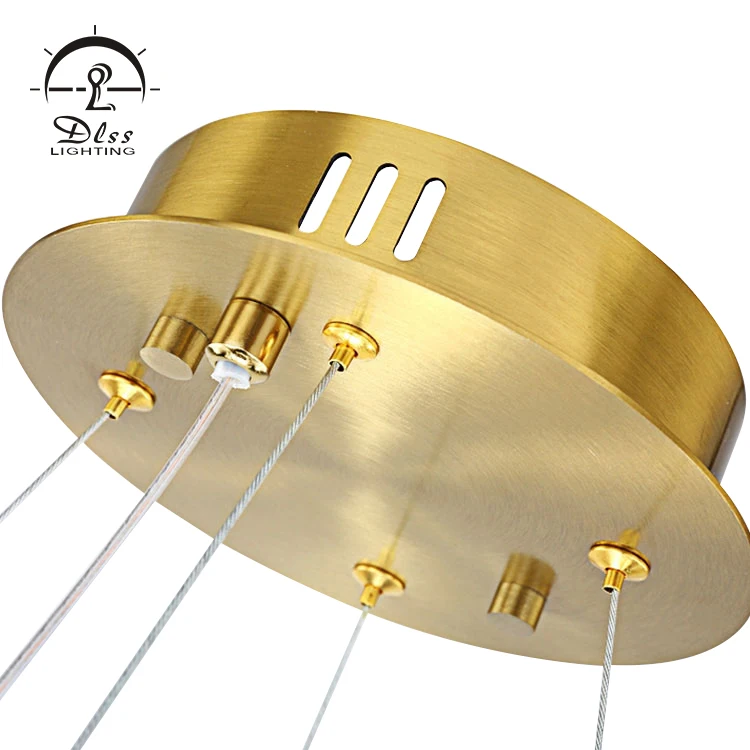 
Chinese decorative gold iron round crystal led living room chandelier light 