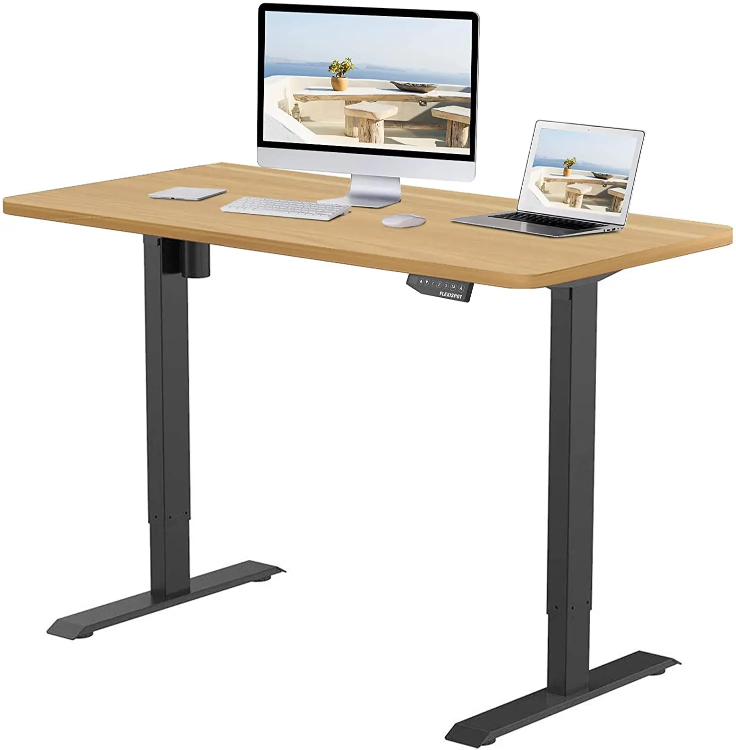 Mingming Corner Standing Desk Gaming Table Adjustable Ergonomic Standing Office Desk Bamboo Wooden Modern Home Office Furniture