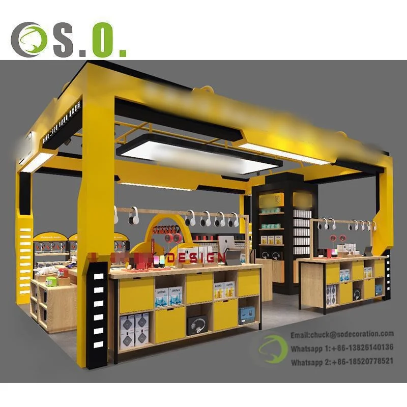 Custom Tempered Glass Cell Phone Shop Design Mall Kiosk Showcase Customized Mobile Phone Repair Kiosk for Shopping Mall Sale