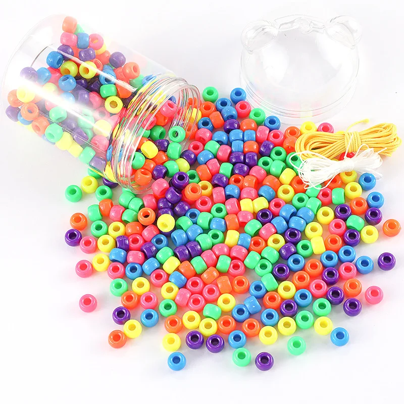 Multicolor Kids Pony Hair Beads Glass Set Seed Beads Bulk Acrylic Round Beads With Box For Jewelry Making DIY